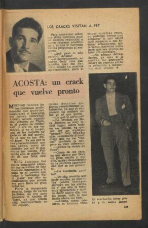 Acosta: un crack que vuelve pronto : Los cracks visitan a PBT