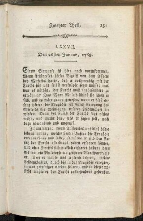 LXXVII. Den 26sten Januar, 1768