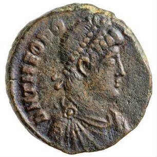 Münze, Aes 2, 15. Mai 392 bis 17. Januar 395 n. Chr.