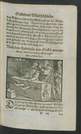 Nach dem Andolosia sein Seckel genommen/ ward er in der Gefengknus ermordet.