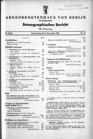 Nr. 18 (98), 8. November 1962