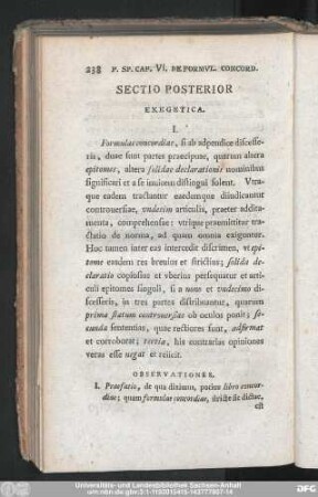 Sectio Posterior Exegetica.
