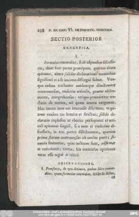 Sectio Posterior Exegetica.