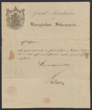 Brief an B. Schott's Söhne : 11.01.1840