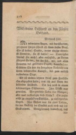 Wilhelmine Eichhorst an den Förster Gebhard.