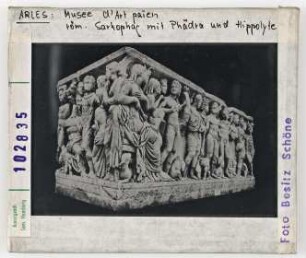 Arles: Musee d´art paien, röm. Sarkophag mit Phädra und Hippolyte