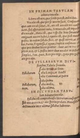 De Syllabarum Divisionibus, Tabula secunda.