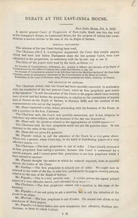 East-India House, Feb. 8, 1843