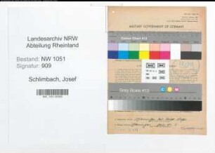 Entnazifizierung Josef Schlimbach , geb. 24.07.1904 (Haendler)