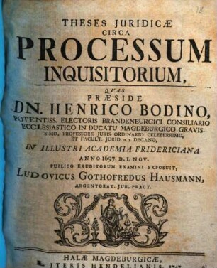 Theses Juridicae Circa Processum Inquisitorium