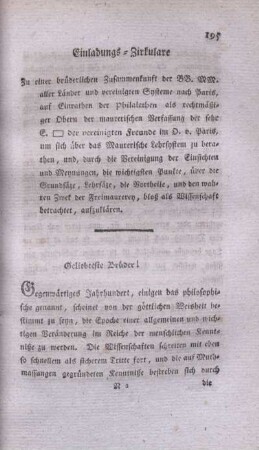 Einladungs-Zirkulare