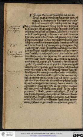 Incipit Bartolus de insigniis et armis.