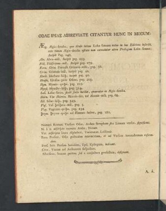 Odae Ipsae Abbreviate Citantur Hunc In Modum