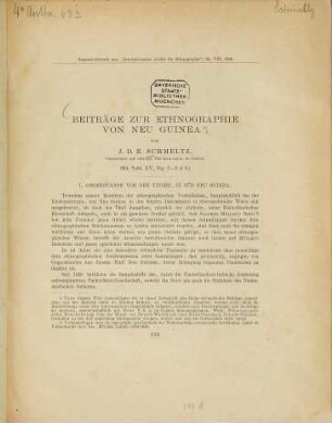 Beiträge zur Ethnographie von Neu Guinea : Von J. D. E. Schmeltz.  [Kopftitel.]