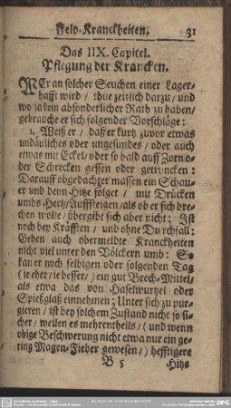 Das IIX. Capitel. Pflegung der Krancken