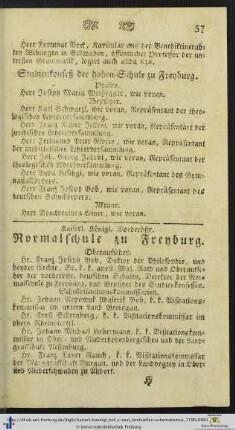Kaiserl. Königl. Vorderöstr. Normalschule zu Freyburg.