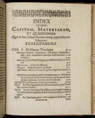 Index Primus Capitum, Materiarum, Et Quæstionum.