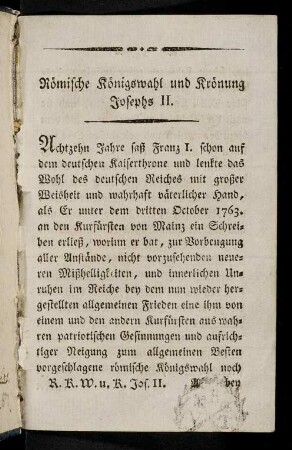 1-194, Römische Königswahl und Krönung Josephs II.