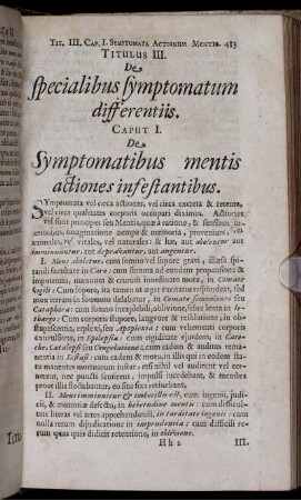 Titulus III. De specialibus symptomatum differentiis