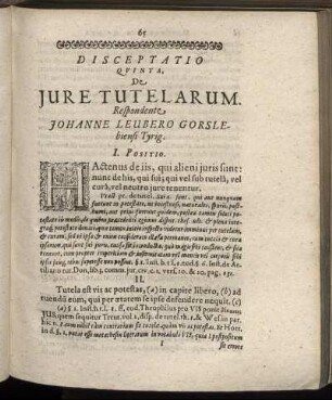 Disceptatio Quinta. De Jure Tutelarum.