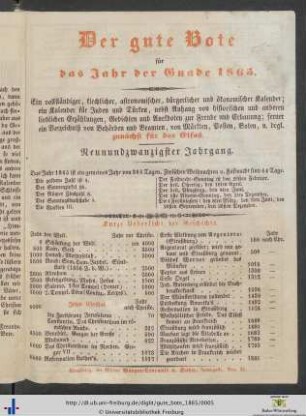 Der gute Bote für das Jahr der Gnade 1865.