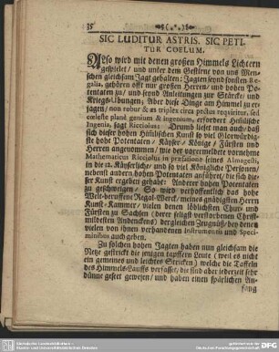 SIC LUDITUR ASTRIS. SIC PETITUR COELUM.