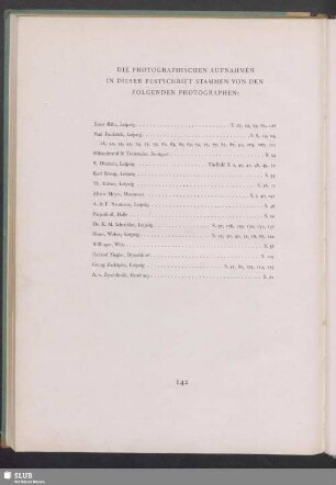 Die Photographischen Aufnahmen In Dieser Festschrift Stammen Von Den Folgenden Photographen