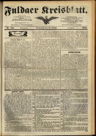 Erste Ausgabe vom Samstag, den 23. Oktober 1909.