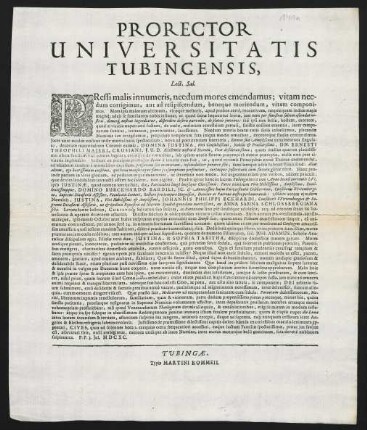 Prorector Universitatis Tubingensis, Lect. Sal.