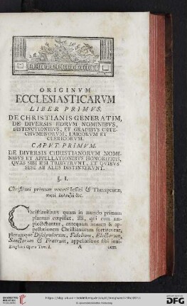 Originvm ecclesiasticarvm liber primvs