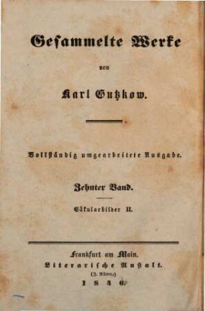 Gesammelte Werke, 10. Säkularbilder ; 2