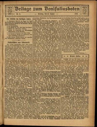 Zweite Ausgabe vom Sonntag, den 18. Januar 1925.