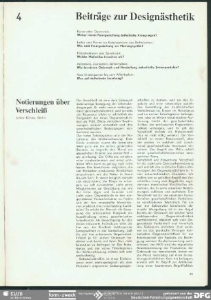 Notierungen über Verschleiß : Beiträge zur Designästhetik