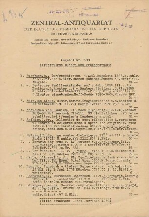 Nr. 688: Illustrierte Bücher und Pressendrucke