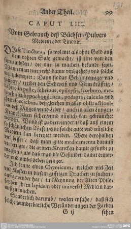 CAPUT LIII. Vom Gebrauch deß Büchsen-Pulvers Medicin oder Tinctur.