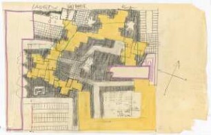 Wohnungsbau, Stadtsanierung Wedding Abschnitt II/VI, Demminerstraße, Ruppiner Straße, Berlin: Entwurfsskizze für Anordnung der Wohnbebauung, verschiedene Varianten