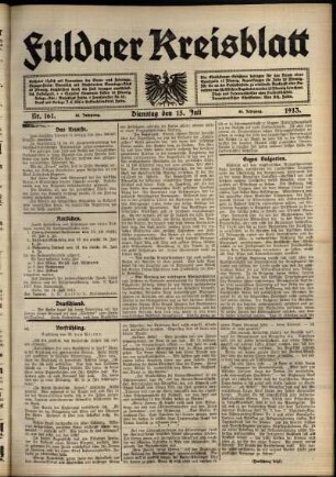 Ausgabe vom Dienstag, den 15. Juli 1913.
