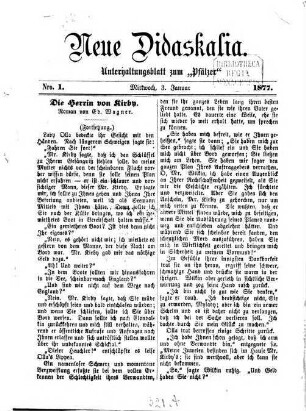 Neue Didaskalia : Unterhaltungsblatt. 1877