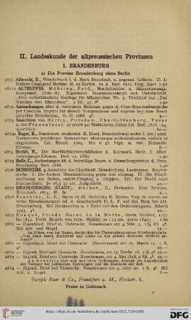 II. Landeskunde der altpreussischen Provinzen (Nr. 2871 - 4744)