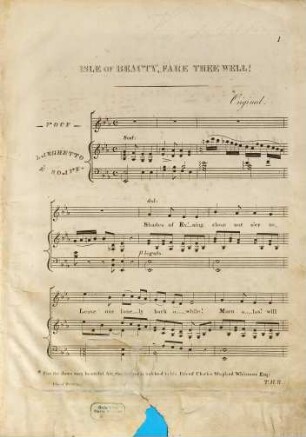 Isle of beauty, fare thee well : from the 1. volume of Songs to Rosa, by Thomas H. Bayly ; the melody comp.