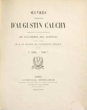 Oeuvres complètes d'Augustin Cauchy, 1,5