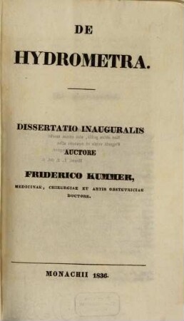 De hydrometra : Diss. inaug.