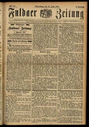 Ausgabe vom Donnerstag, den 23. Juni 1892.