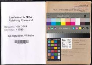 Entnazifizierung Wilhelm Kohlgrueber , geb. 02.11.1902 (Abteilungsleiter)