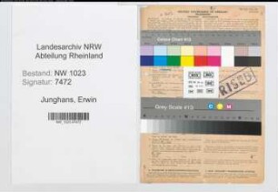 Entnazifizierung Erwin Junghans , geb. 25.03.1905 (Verw.Inspektor)