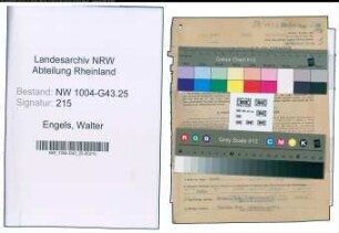 Entnazifizierung Walter Engels , geb. 13.07.1908 (Studienrat)