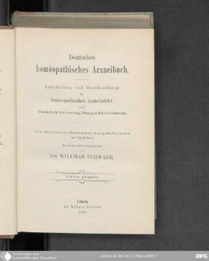 Deutsches homöopathisches Arzneibuch : Aufzählung und Beschreibung der homöopathischen Arzneimittel nebst Vorschrift für ihre Bereitung, Prüfung und Wertbestimmung