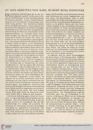22: Zu den Arbeiten von Karl Hubert Roß, Hannover