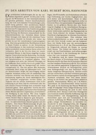 22: Zu den Arbeiten von Karl Hubert Roß, Hannover