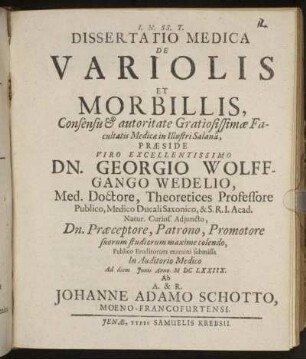 Dissertatio Medica De Variolis Et Morbillis
